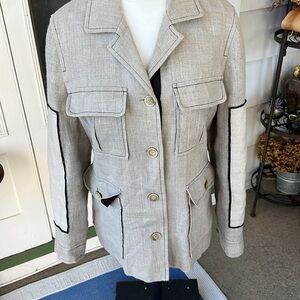 VTG Linen 10P Blazer with Elbow Patches by Harve Benard